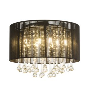 Svítidlo Globo černá/čirá kov/hedvábí/sklo