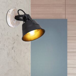 Svítidlo Globo matná černá/světlé dřevo kov/dřevo