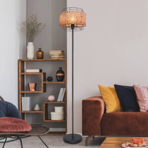 Svítidlo Globo černá/hnědá kov/bambus