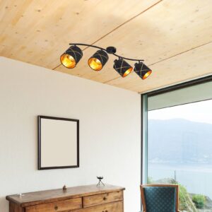 Svítidlo Globo černá/zlatá železo/textil/akryl