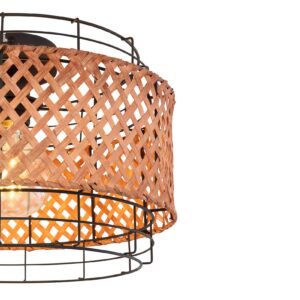 Svítidlo Globo černá/hnědá kov/bambus