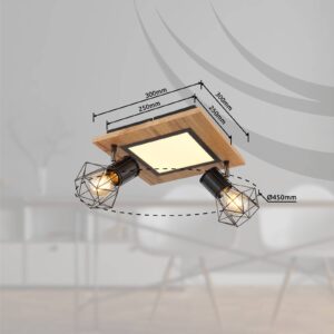 Svítidlo Globo černá matná/světlé dřevo/satinovaná kov/MDF dřevěná dýha/plast