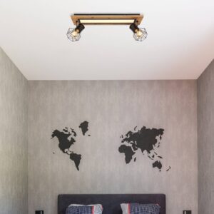 Svítidlo Globo černá matná/světlé dřevo/satinovaná kov/MDF dřevěná dýha/plast