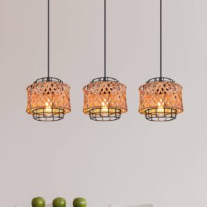 Svítidlo Globo černá/hnědá kov/bambus