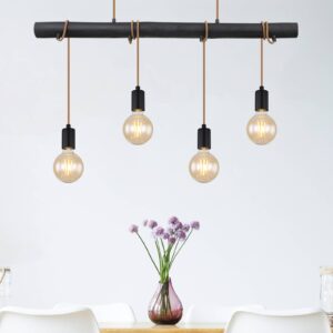 Svítidlo Globo černá kov/dřevo