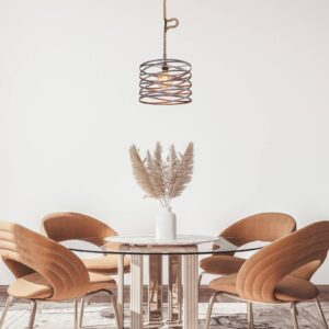 Svítidlo Globo černá/rezavě hnědá/světle hnědá kov/konopí