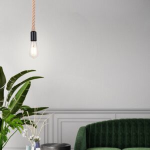 Svítidlo Globo hnědá/černá konopné lanko/železo