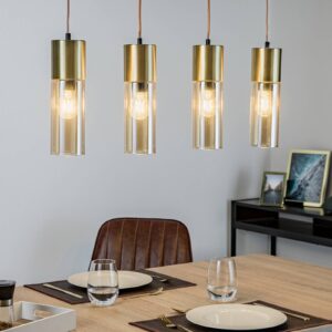 Svítidlo Globo mosaz matná/jantarová kov/sklo