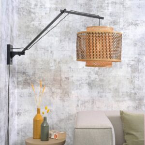 Svítidlo Good & Mojo černá/přírodní bambus/textil