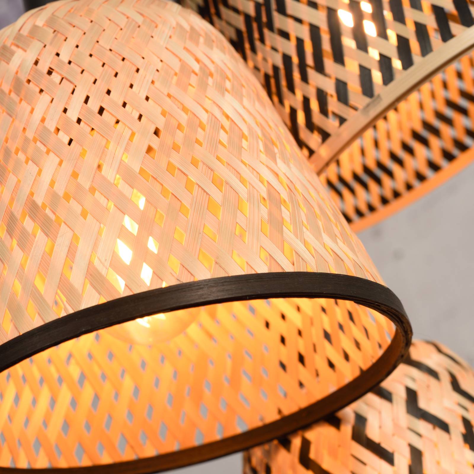 Good & Mojo GOOD MOJO Kalimantan závěsné světlo tři zdroje, Obývací pokoj / jídelna, bambus, železo, textil, E27, 40W - Image 4