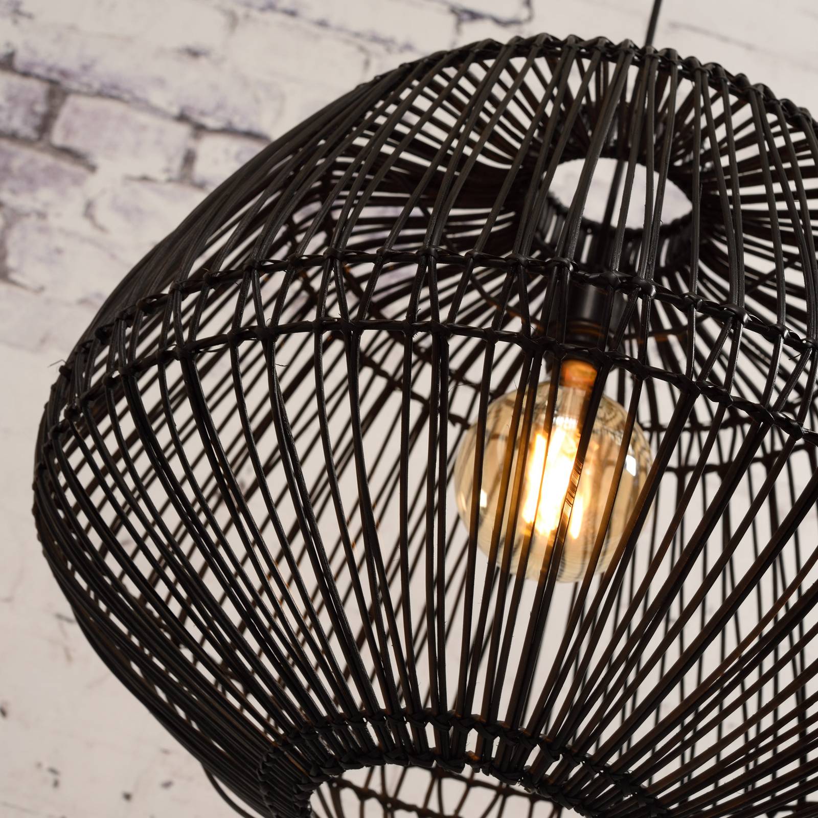 Good & Mojo GOOD MOJO Madagascar závěsné světlo, černá, Obývací pokoj / jídelna, bambus, železo, textil, E27, 60W, K: 50cm - Image 4