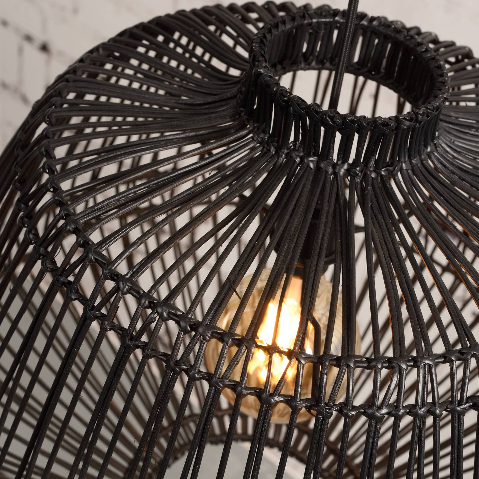 Good & Mojo GOOD MOJO Madagascar závěsné světlo, černá, Obývací pokoj / jídelna, bambus, železo, textil, E27, 60W, K: 50cm - Image 5