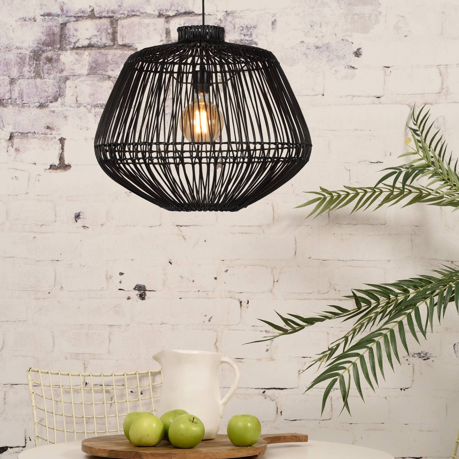 Svítidlo Good & Mojo černá bambus/železo/textil