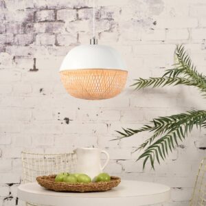 Svítidlo Good & Mojo bílá/přírodní/nikl bambus/železo/textil