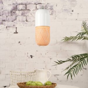 Svítidlo Good & Mojo bílá/přírodní/nikl bambus/železo/textil