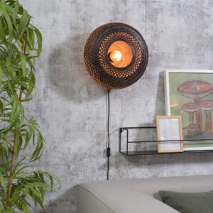 Svítidlo Good & Mojo černá/přírodní bambus/železo/textil