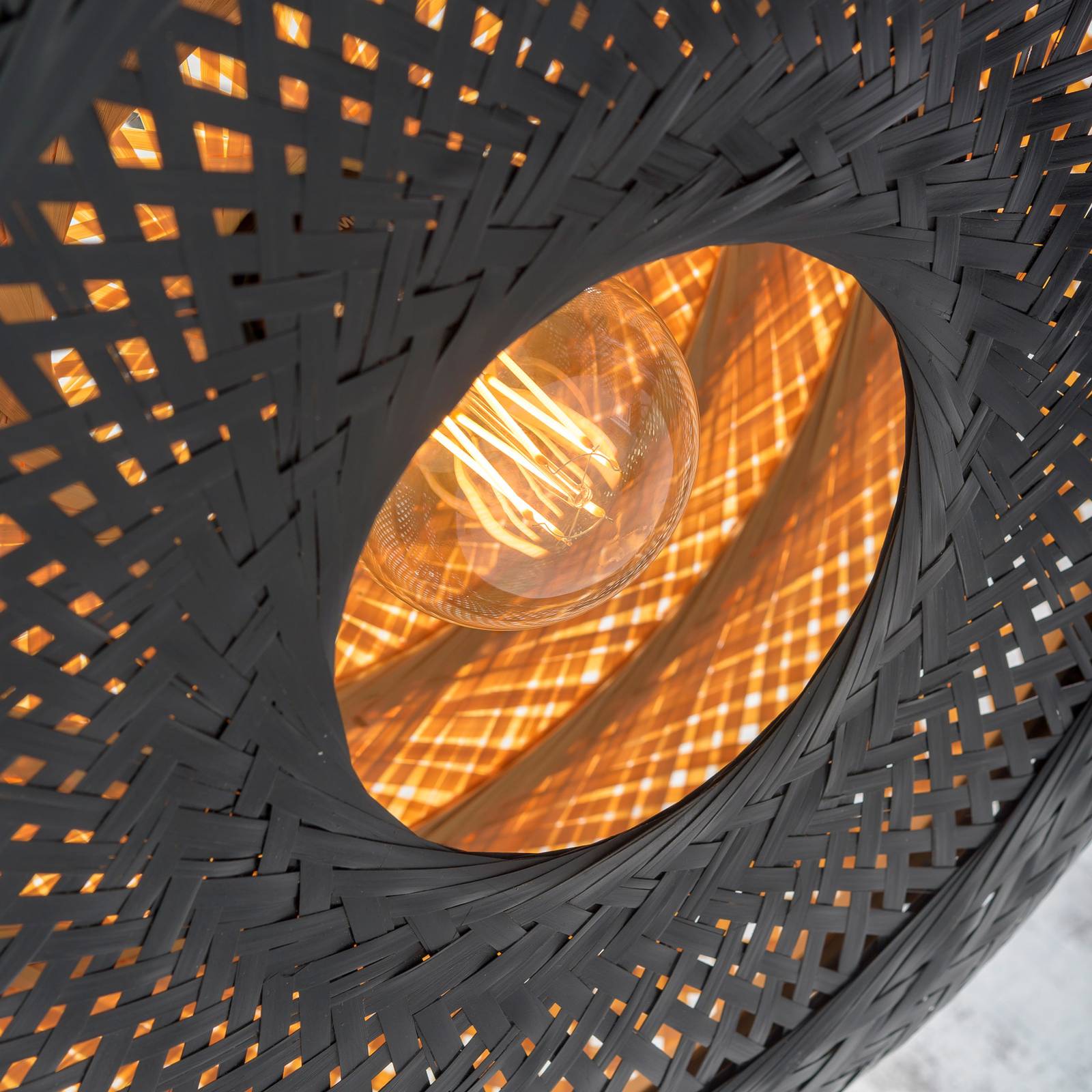 Good & Mojo GOOD MOJO Palawan deka přírodní/černá Ø60cm, Obývací pokoj / jídelna, Bambus, železo, E27, 60W, K: 20cm - Image 3