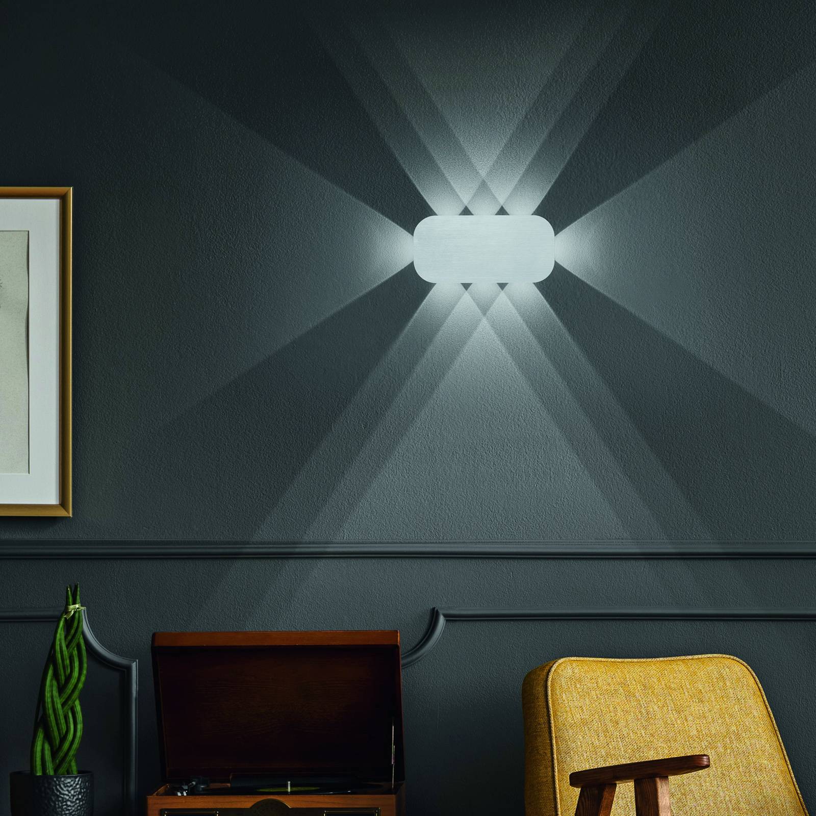 HELL Nástěnné světlo Prince, 8 zdrojů, hliník eloxovaný, Obývací pokoj / jídelna, hliník, 1W, L: 25 cm, K: 12cm - Image 5