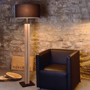 Svítidlo HerzBlut dub přírodní/černá/nikl kartáčovaný dřevo/bavlna/kov