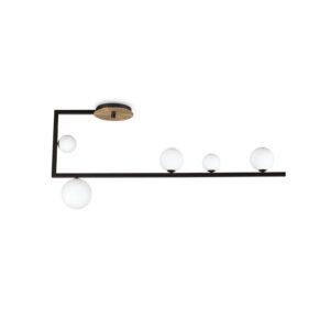 Svítidlo Ideallux černá/mosaz/bílá kov/sklo leptané