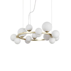 Svítidlo Ideallux mosaz/bílá kov/sklo