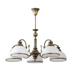 Svítidlo Jupiter starožitná mosaz/bílý kov/sklo