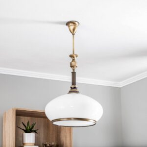 Svítidlo Jupiter starožitná mosaz/bílý kov/sklo