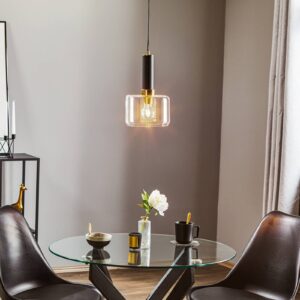 Svítidlo Jupiter průhledná/černá/mosaz sklo/kov