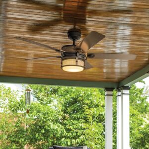 Svítidlo KICHLER starožitná šedá/železo/bílá ABS plast/ocel/opálové sklo leptané