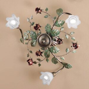 Svítidlo Kögl starožitná zlatá/zelená/červená/bílá kov/sklo