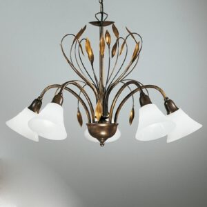 Svítidlo Kögl rezavě hnědá/zlatá patinovaná/bílá kov/opálové sklo