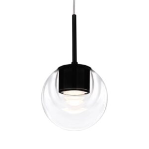 Svítidlo Kundalini černá/čirá sklo/hliník