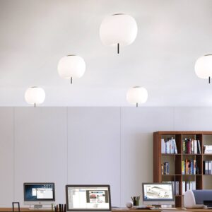 Svítidlo Kundalini opálová/černá kov/ručně foukané sklo