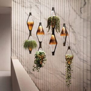 Svítidlo Kundalini jantarová kov lakovaný/ručně foukané sklo