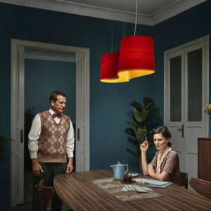 Svítidlo LZF LamPS červená/žlutá dřevěná dýha