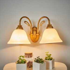 Svítidlo Lam mosaz/zlatá/krémová kov/sklo