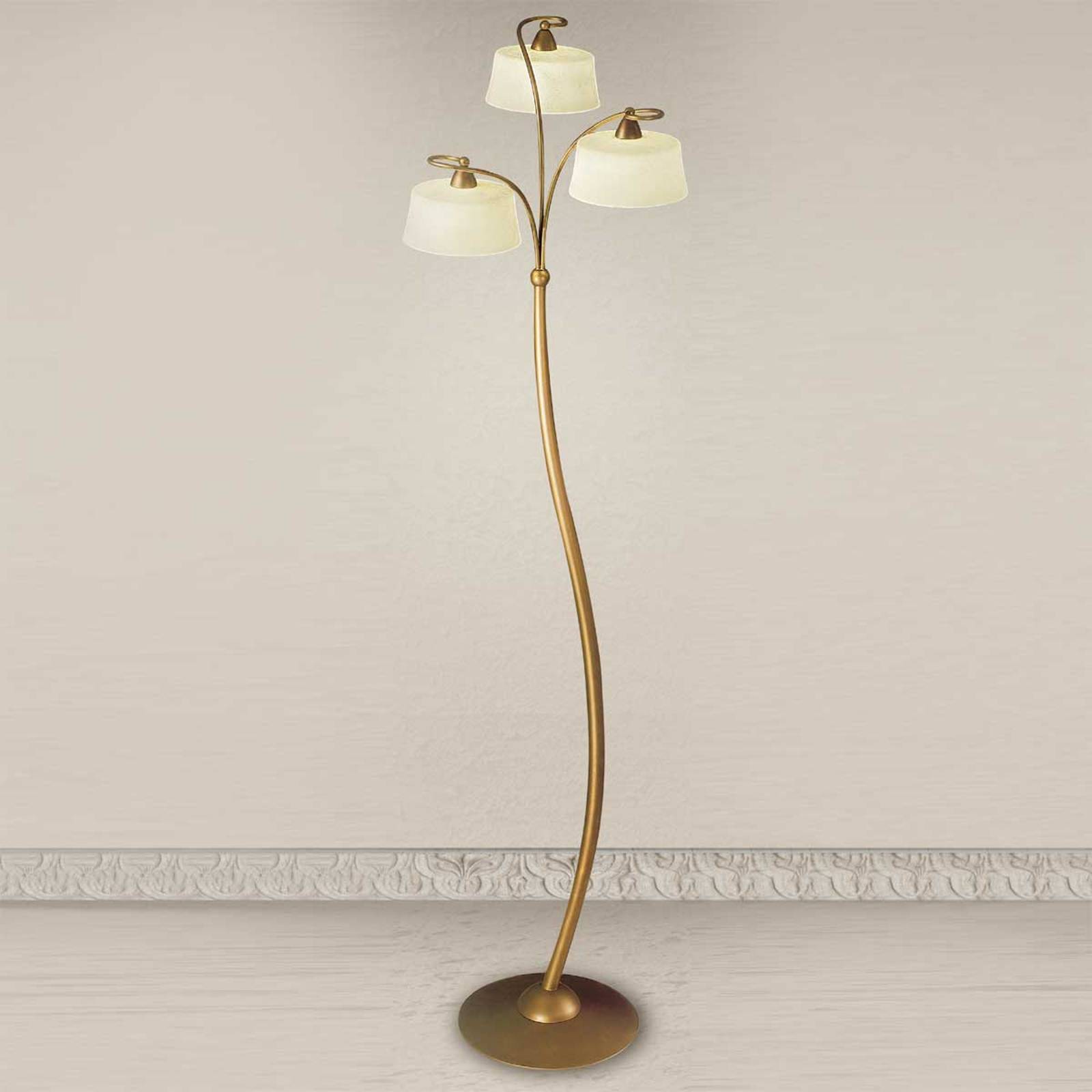 Svítidlo Lam patinovaná mosaz/jantar kov/sklo