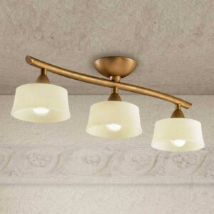 Svítidlo Lam patinovaná mosaz/jantar kov/sklo