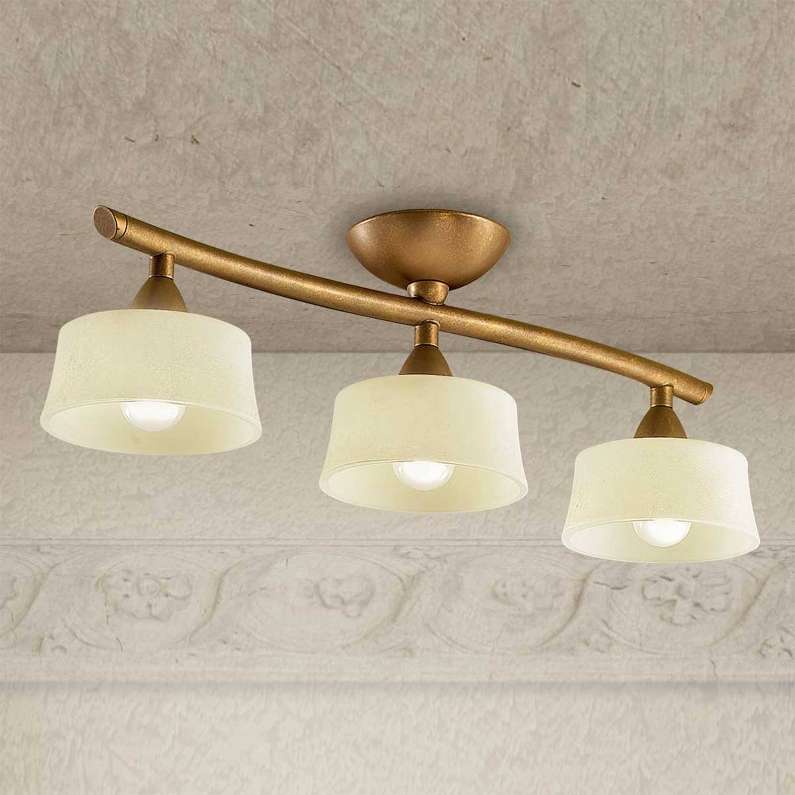 Svítidlo Lam patinovaná mosaz/jantar kov/sklo