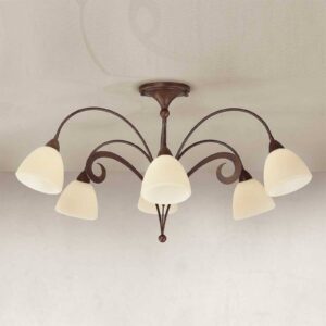 Svítidlo Lam tmavě hnědá/krémová-jantarová kov/sklo