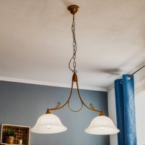 Svítidlo Lam mosaz/krémová kov/sklo