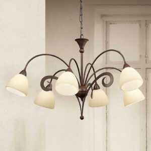 Svítidlo Lam tmavě hnědá/krémová-jantarová kov/sklo