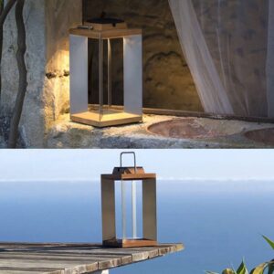 Svítidlo Les Jardins ocel/dřevo světlé teakové dřevo/nerezová ocel