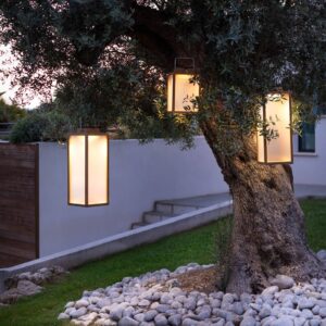 Svítidlo Les Jardins teak teakové dřevo/akryl mražený