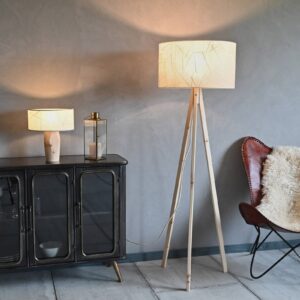 Svítidlo LeuchtNatur borovice/krémová dřevo/kaučukové listy