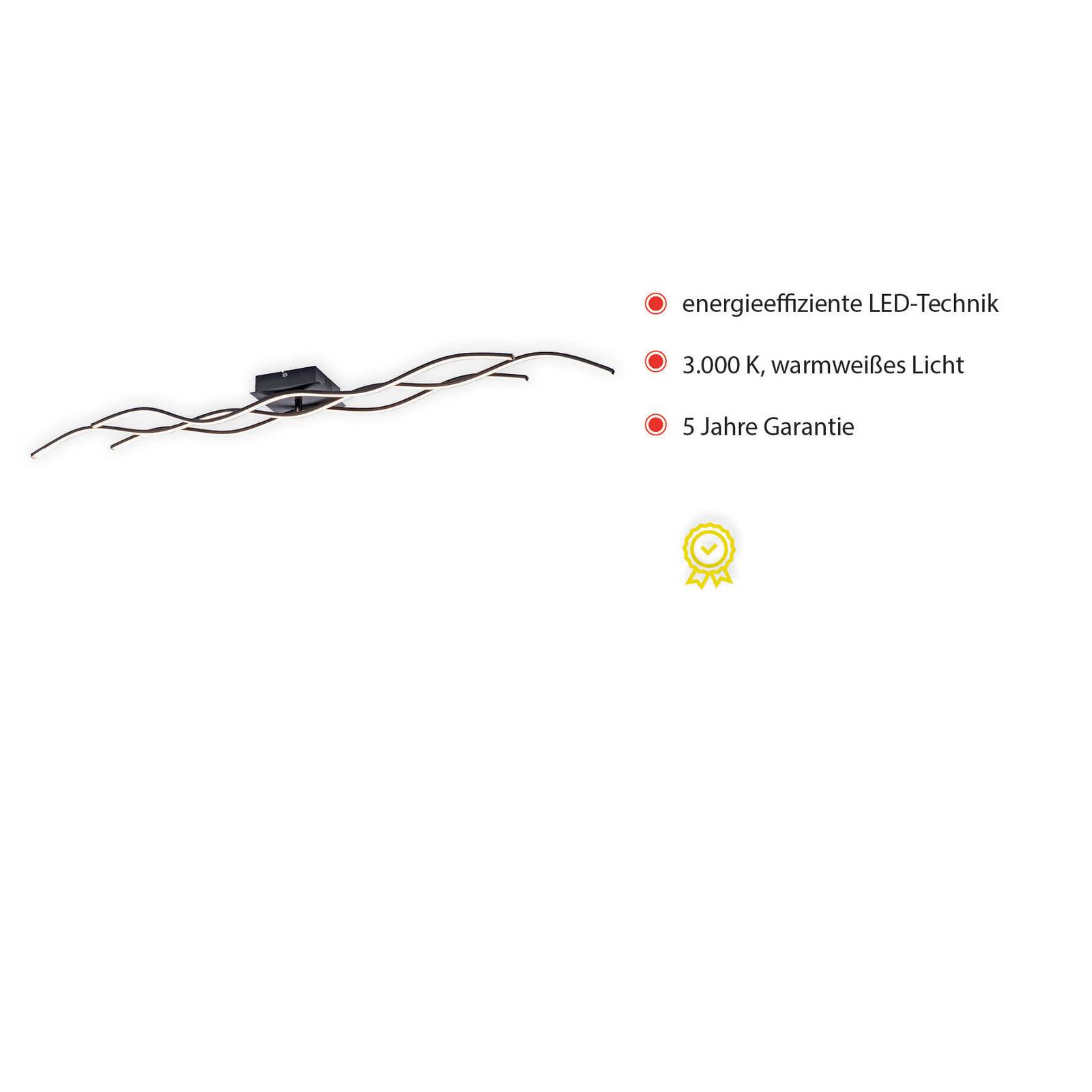 JUST LIGHT. LED stropní světlo Wave 3.000K 137, 5x16cm černá, Obývací pokoj / jídelna, ocel, plast, 40W, Energetická třída: F, P: 137.5 cm, L: 16 cm, K: 9cm - Image 3