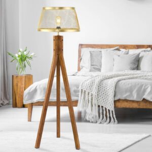 Svítidlo Leuchten Direkt zlatá/hnědá železo/dřevo