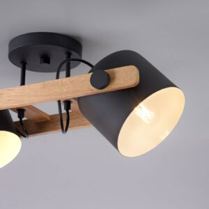 Svítidlo Leuchten Direkt černá/světle hnědá kov/dřevo