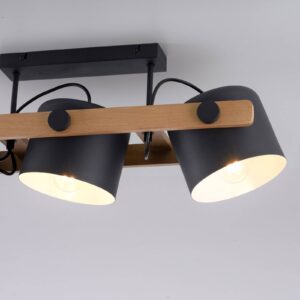 Svítidlo Leuchten Direkt černá/světle hnědá kov/dřevo