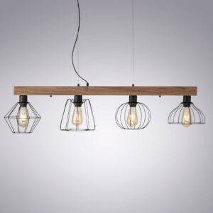 Svítidlo Leuchten Direkt černá/hnědá železo/dřevo